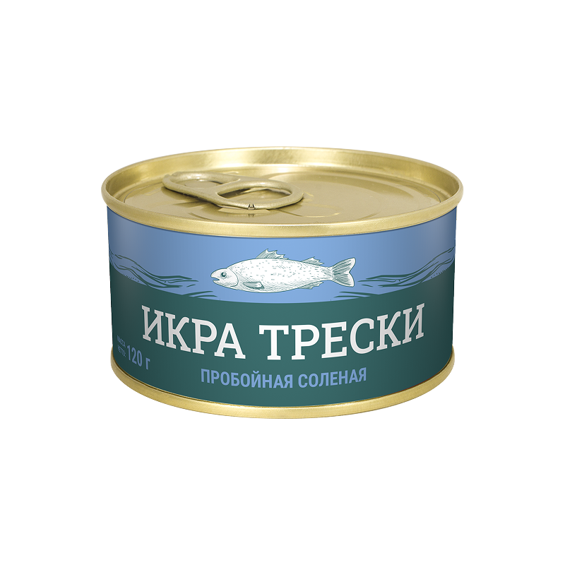 Икра трески пробойная соленая пастеризованная ж/б 120 г