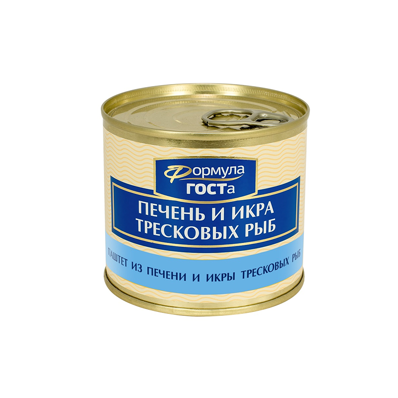 Паштет из печени и икры тресковых рыб стерилизованная Формула ГОСТа, ж/б 220 г