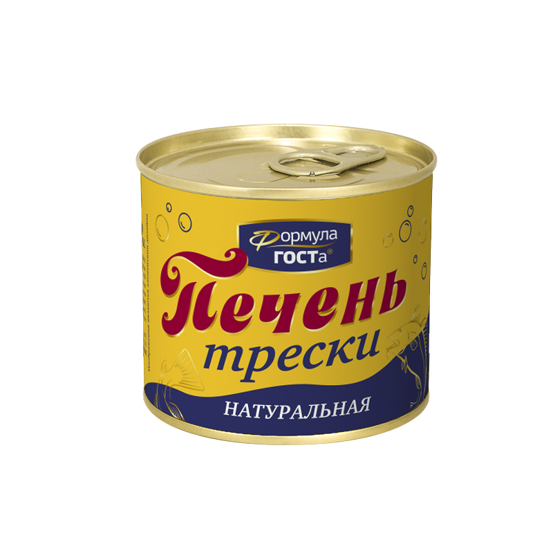 Печень трески тихоокеанской натуральная Формула ГОСТа 220 г ж/б
